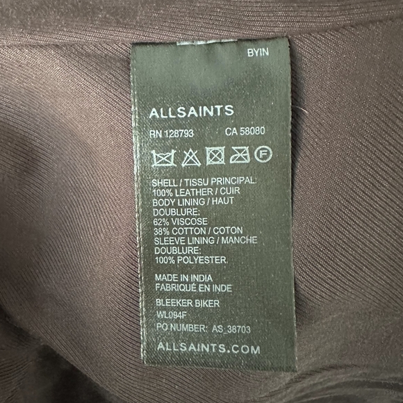 NWT All Saints Bleeker Biker Jacker - Leather - 0 - Brown - Picture 8 of 8